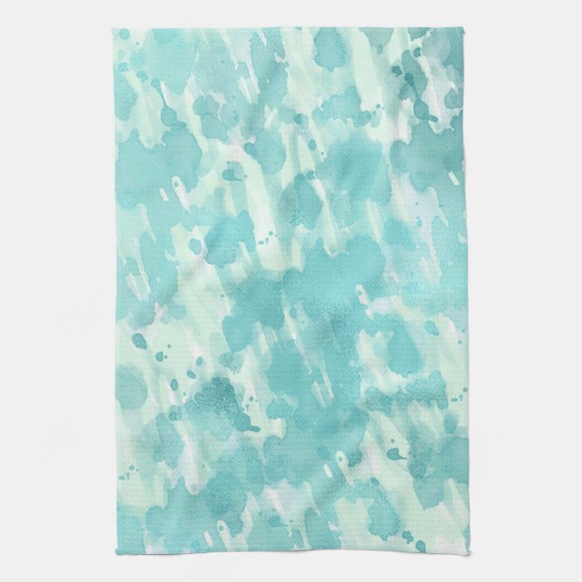 Aqua Mint Abstract Kitchen Towel (Vertical)