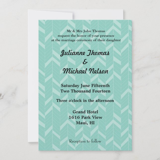 Aqua Mint Abstract Wedding Invitation (Front)