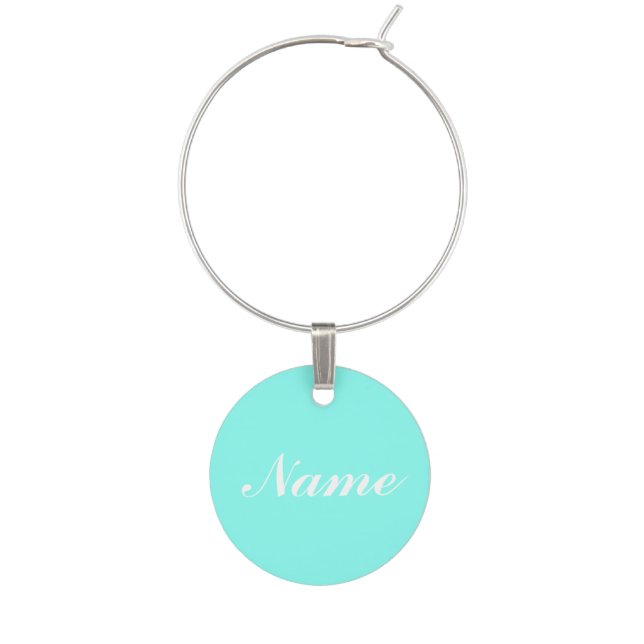 Aqua mint blue turquoise green wine tag charm (Front)