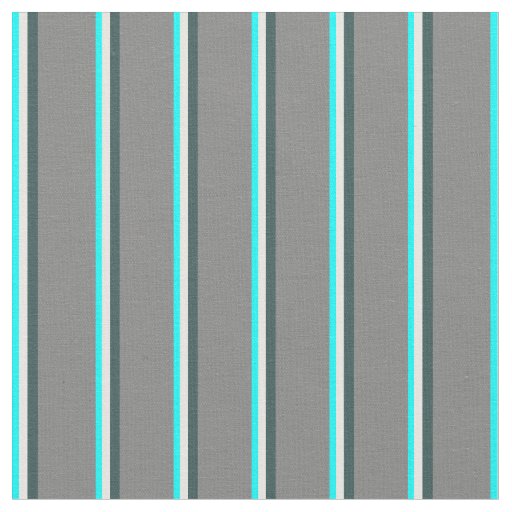 Aqua, Mint Cream, Dark Slate Gray & Gray Pattern Fabric
