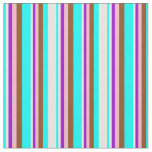[ Thumbnail: Aqua, Mint Cream, Dark Violet, Light Pink & Brown Fabric ]