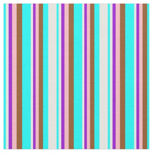Aqua, Mint Cream, Dark Violet, Light Pink & Brown Fabric