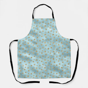 Aqua Mint Gold Glitter Stars Apron