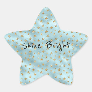 Aqua Mint Gold Glitter Stars Star Sticker