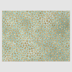 Aqua Mint Gold Glitz Glitter Leopard Tissue Paper