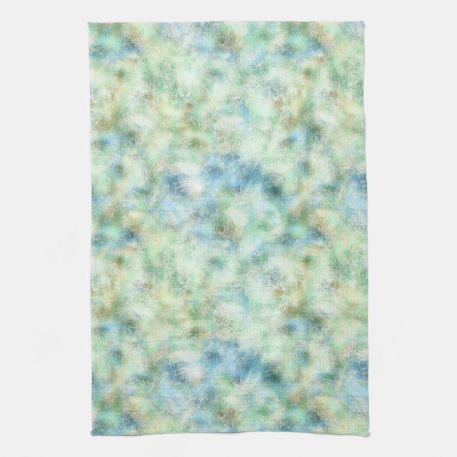 Aqua Mint Gold Marble Abstract Kitchen Towel (Vertical)