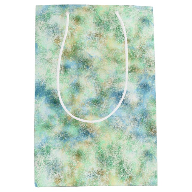 Aqua Mint Gold Marble Abstract Medium Gift Bag (Front)