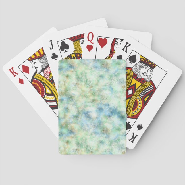 Aqua Mint Gold Marble Abstract Poker Cards (Back)