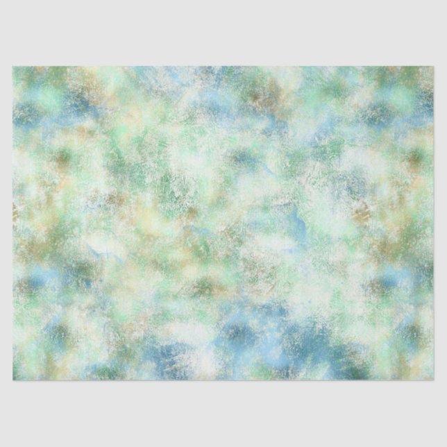 Aqua Mint Gold Marble Abstract Tissue Paper (Front)