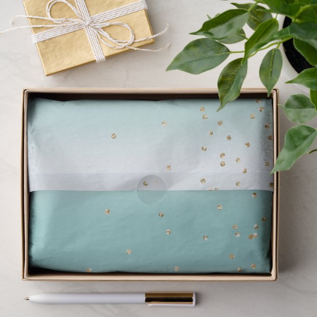 Aqua Mint Gold Sparkle Dots Christmas Tissue Paper (Gift)