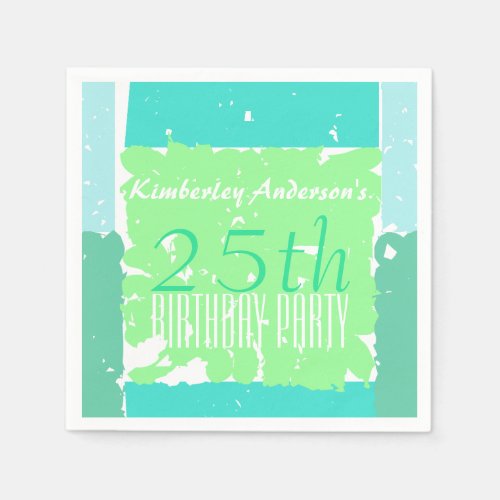 Aqua Mint Green Colors 25th birthday paper napkins
