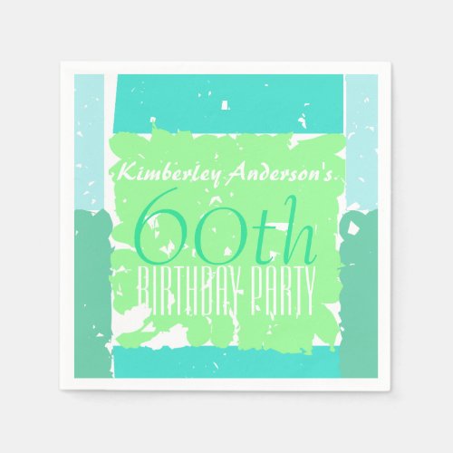 Aqua Mint Green Colors 60th birthday paper napkins