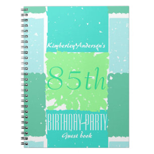 Aqua Mint Green Colors 85th birthday Guest Book
