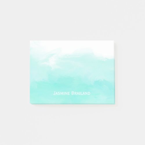 Aqua mint green watercolor brush strokes personal post_it notes