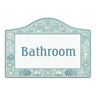 Aqua Mint Nautical Sea Ocean Beach House Bathroom Door Sign