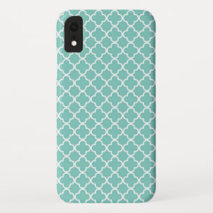 Aqua Mint Quatrefoil Pattern iPhone XR Case