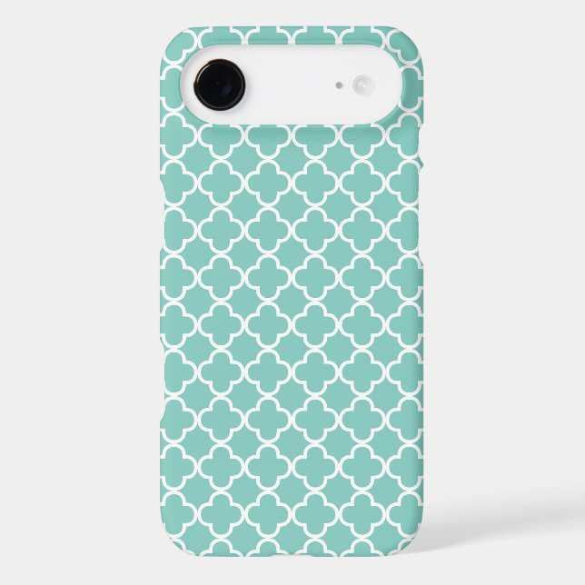 Aqua Mint Quatrefoil Pattern Case-Mate iPhone Case (Back)