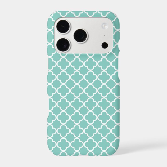 Aqua Mint Quatrefoil Pattern Iphone Case (Back)