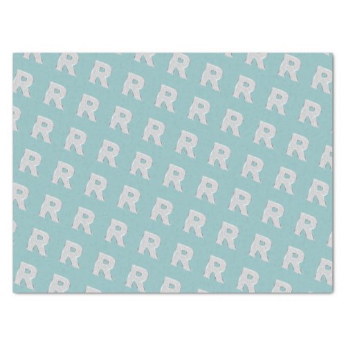 Aqua Mint Silver Letter R Tissue Paper