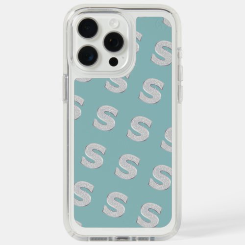 Aqua Mint Silver Letter S iPhone 15 Pro Max Case