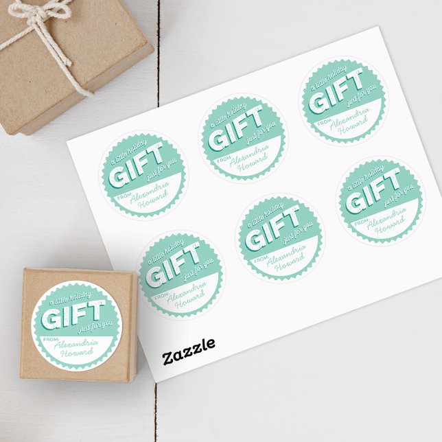 Aqua Mint Vintage Style Holiday Gift Sticker (Creator Uploaded)