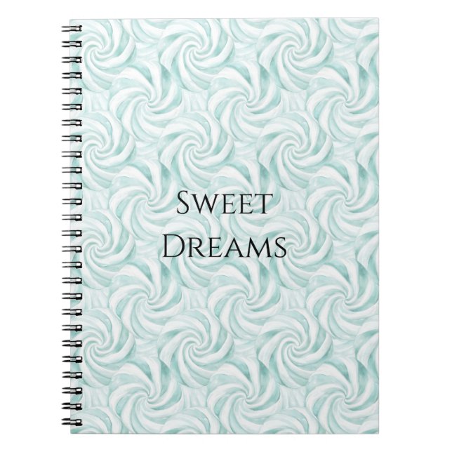Aqua Mint White Swirls Notebook (Front)