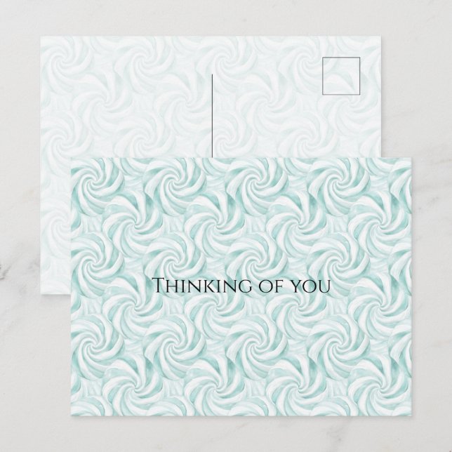 Aqua Mint White Swirls Thinking of you Postcard (Front/Back)