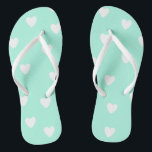 Aqua Mint with Cute White Hearts Pattern Flip Flops<br><div class="desc">NewParkLane - Flip Flops,  with a cute pattern of hand drawn little white hearts,  against a trendy aqua mint background.
Check out this collection for matching items. Also available in hot pink & blush pink.</div>