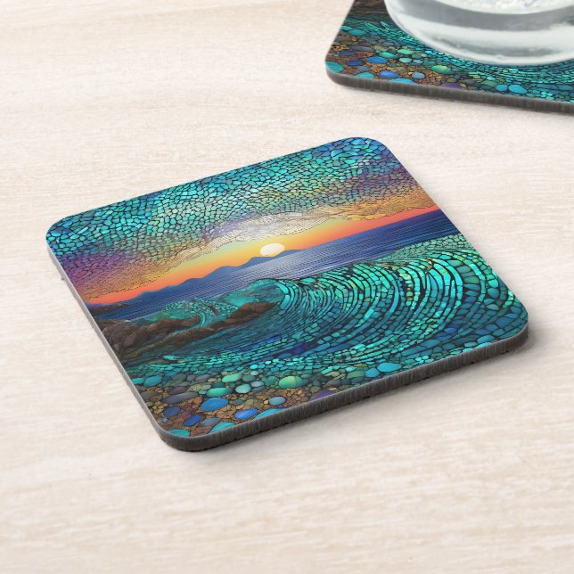 Aqua Mirage Seascape  Beverage Coaster (Left Side)