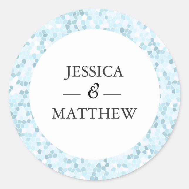 Aqua Moasic wedding Thank you stickers (Front)