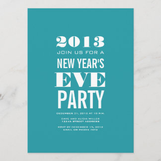 Aqua Modern 2013 New Year's Eve Party Invitation