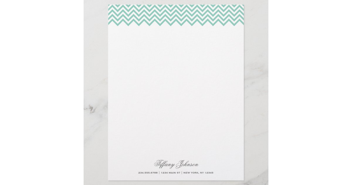 Aqua Modern Chevron Border Letterhead | Zazzle