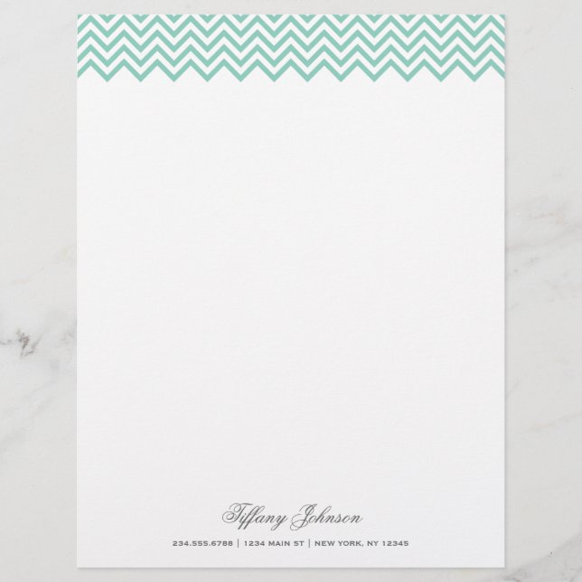 Aqua Modern Chevron Border Letterhead (Front)