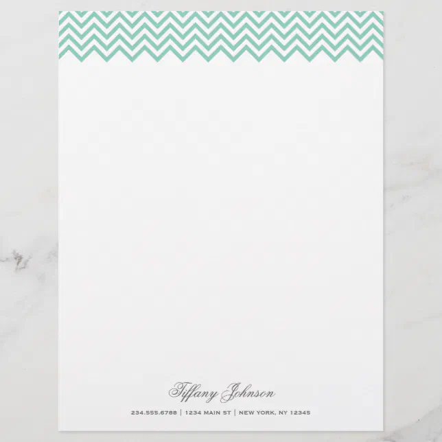 Aqua Modern Chevron Border Letterhead | Zazzle