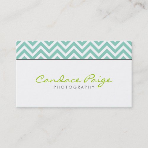 Aqua Modern Chevron Stripes Business Cards