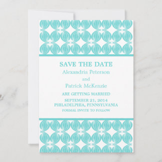 Aqua Modern Deco Save the Date Invite