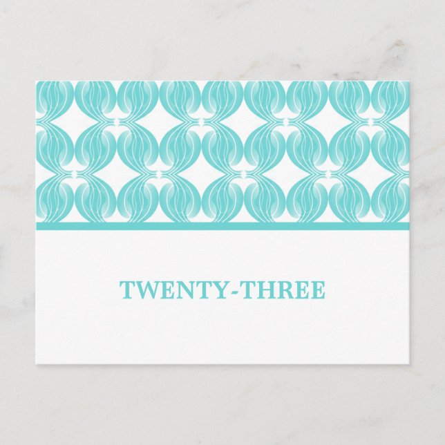 Aqua Modern Deco Table Number Postcard (Front)
