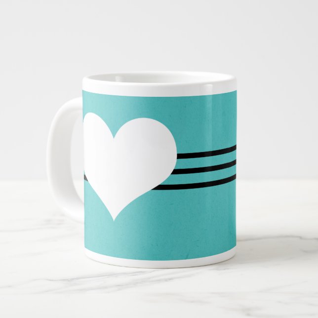 Aqua Modern Heart Jumbo Mug (Front Left)