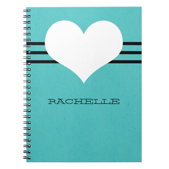 Aqua Modern Heart Notebook (Front)