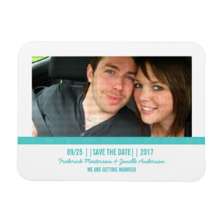 Aqua Modern Photo Save the Date Magnet