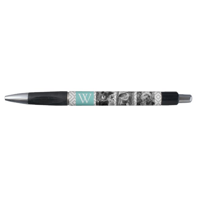 Aqua Monogram and Photo Collage Pen (Front)
