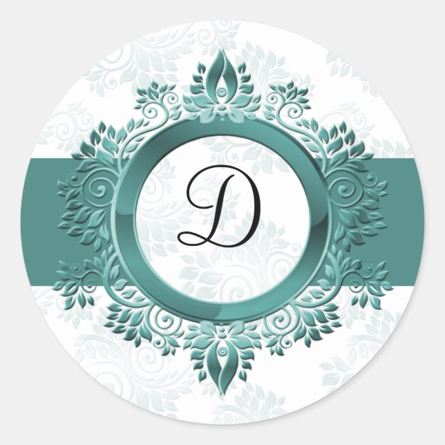 aqua monogram envelope seal (Front)