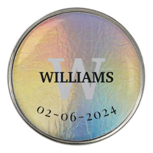 Aqua Monogram Initial and Name Personalized Golf Ball Marker