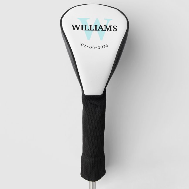 Aqua Monogram Initial and Name Personalized Golf H Head Cover (Front)