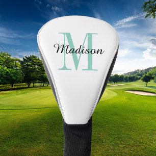 Aqua Monogram Initial and Name Personalized Golf Head Cover