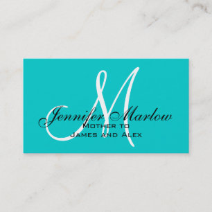 Aqua Monogram Mommy Calling Card
