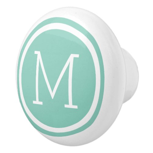 Aqua Monogram Personalized Drawer Knob