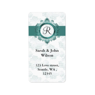aqua monogram return address label