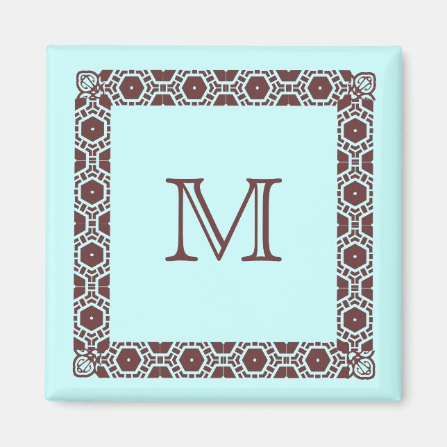 Aqua Monogrammed Stateroom Door Marker Magnet (Front)