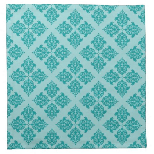 Aqua Moroccan Damask Cloth Napkin